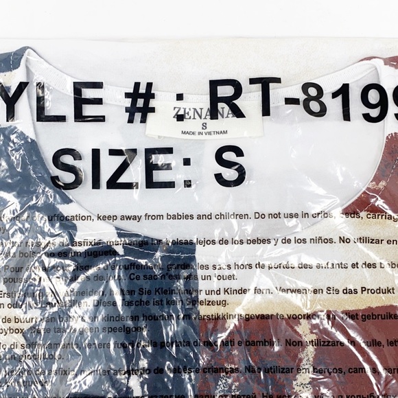 Zenana American Flag Print Short Sleeve Top - Picture 11 of 14